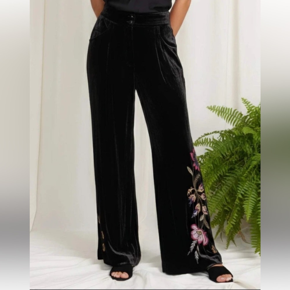 New Johnny Was Black Steffania Wide Leg Pleat Pants size S - Picture 5 of 16